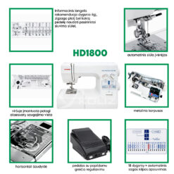 Janome siuvimo mašinos HD1800 privalumai